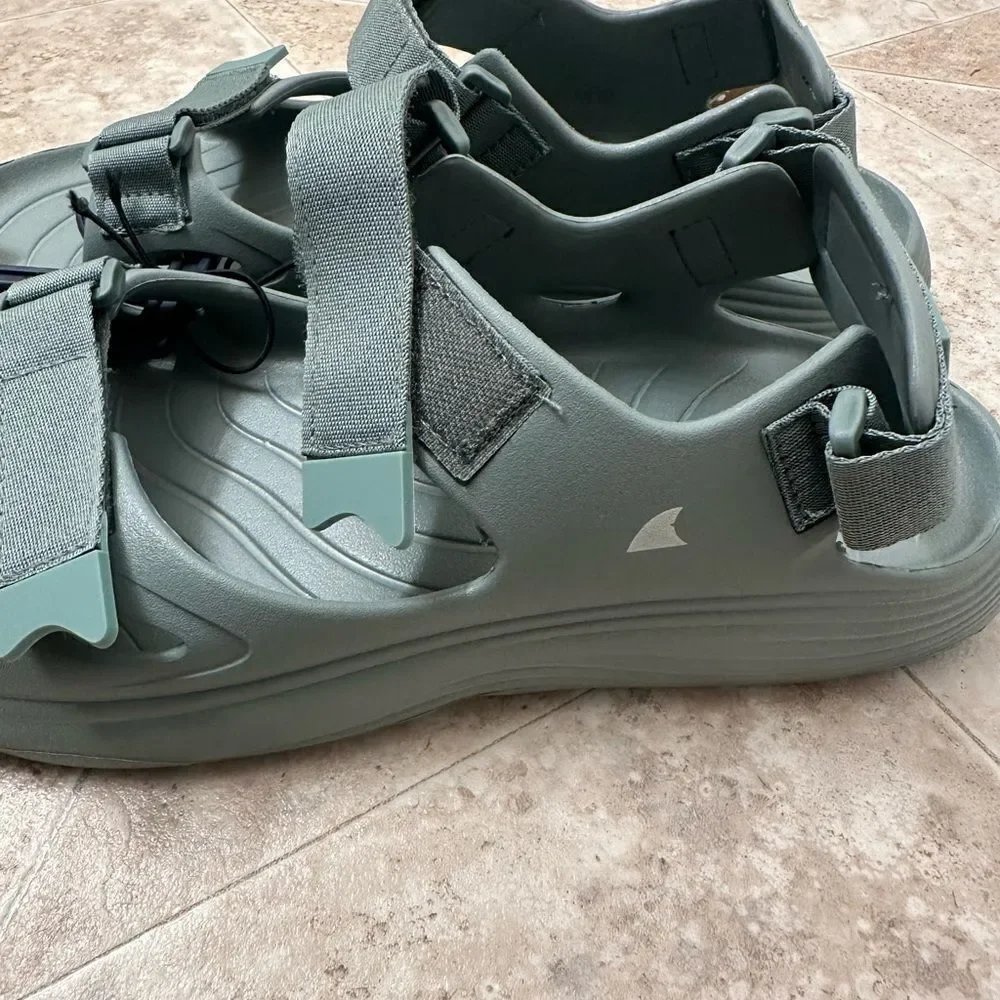 Men’s Rugged Shark Size 12 Green Sandals